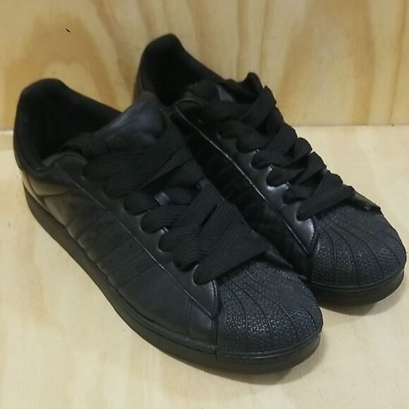 adidas "Shell Toe" Vintage Men's Black Leather Sneakers Sz 13 - Picture 1 of 8